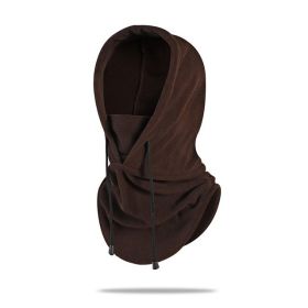 W18 Men's hats Outdoor Riding Hoods Windproof Caps Cold-Proof Ski Caps Fieece Caps Warm Bibs One-Piece Autumn and Winter Hats (Color: Coffee, size: One Size)