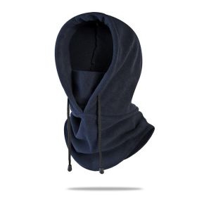 W18 Men's hats Outdoor Riding Hoods Windproof Caps Cold-Proof Ski Caps Fieece Caps Warm Bibs One-Piece Autumn and Winter Hats (Color: navy, size: One Size)