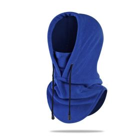 W18 Men's hats Outdoor Riding Hoods Windproof Caps Cold-Proof Ski Caps Fieece Caps Warm Bibs One-Piece Autumn and Winter Hats (Color: Royal blue, size: One Size)