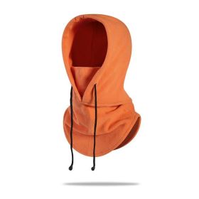 W18 Men's hats Outdoor Riding Hoods Windproof Caps Cold-Proof Ski Caps Fieece Caps Warm Bibs One-Piece Autumn and Winter Hats (Color: Orange, size: One Size)