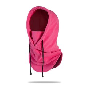 W18 Men's hats Outdoor Riding Hoods Windproof Caps Cold-Proof Ski Caps Fieece Caps Warm Bibs One-Piece Autumn and Winter Hats (Color: Rose Red, size: One Size)