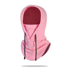 W18 Men's hats Outdoor Riding Hoods Windproof Caps Cold-Proof Ski Caps Fieece Caps Warm Bibs One-Piece Autumn and Winter Hats (Color: Pink, size: One Size)